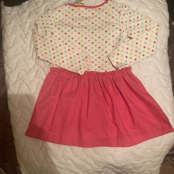 Girls Polka Dot Flower Rabbit Bunny Pink White Dres Bow Embroidered 5 6 Small - Picture 6 of 9